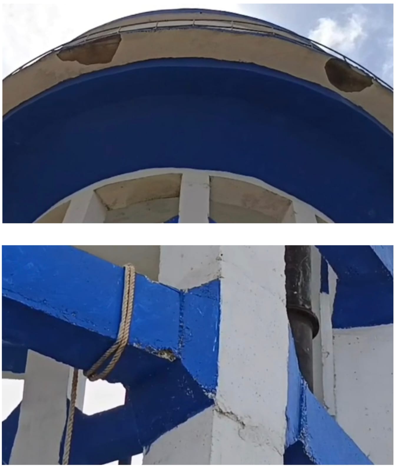 damaged water tank